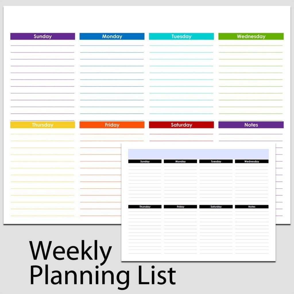 Printable Weekly List In Landscape – 8 1/2″ X 11″. The