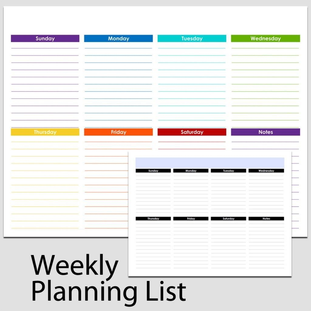 Create Your Free Printable 8 1/2 X 11 Weekly Planner