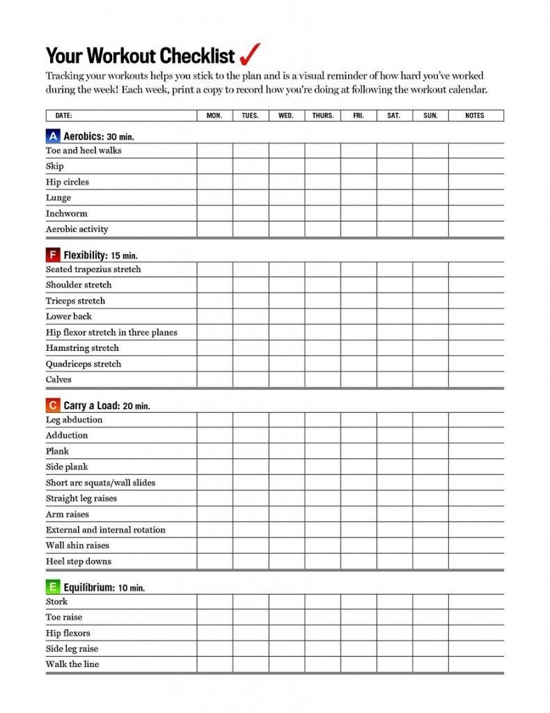 Printable Workout Calendar Checklist (With Images) | Workout