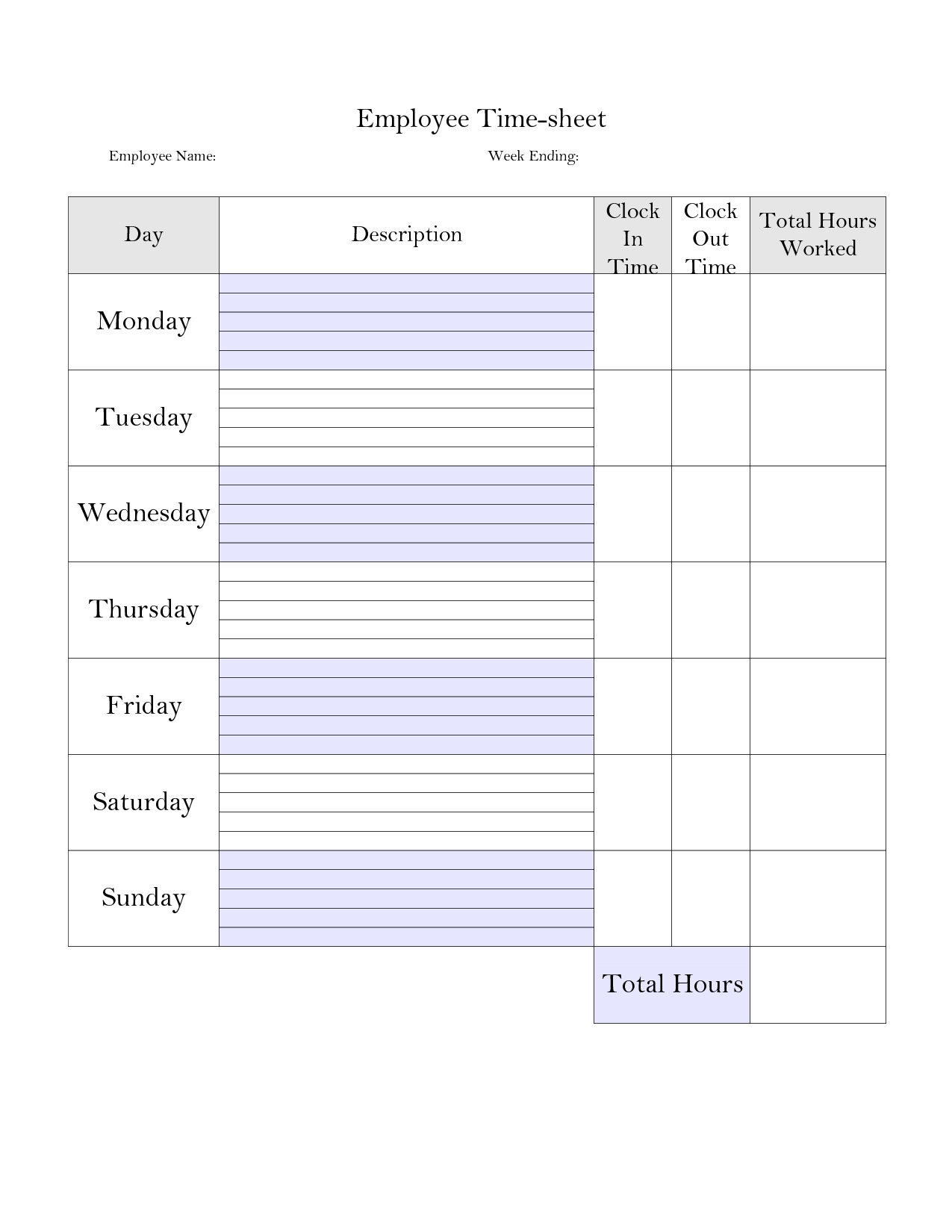 Printable+Weekly+Time+Card+Template (With Images) | Time