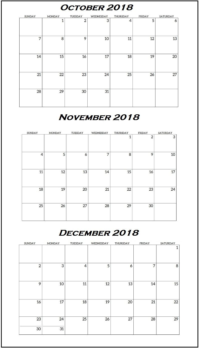 Quarterly Printable Calendar 2018 | Latest Calendar