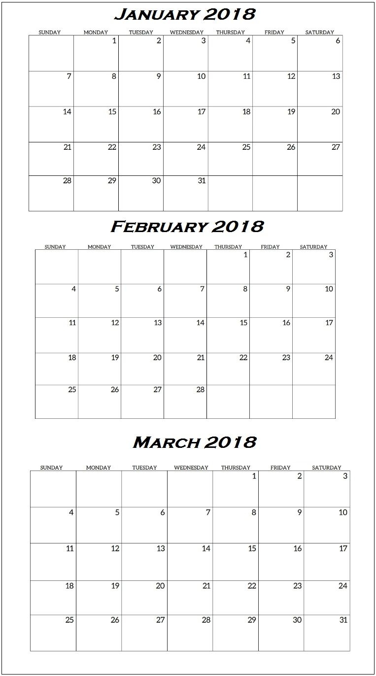 Quarterly Printable Calendar 2018 | Latest Calendar