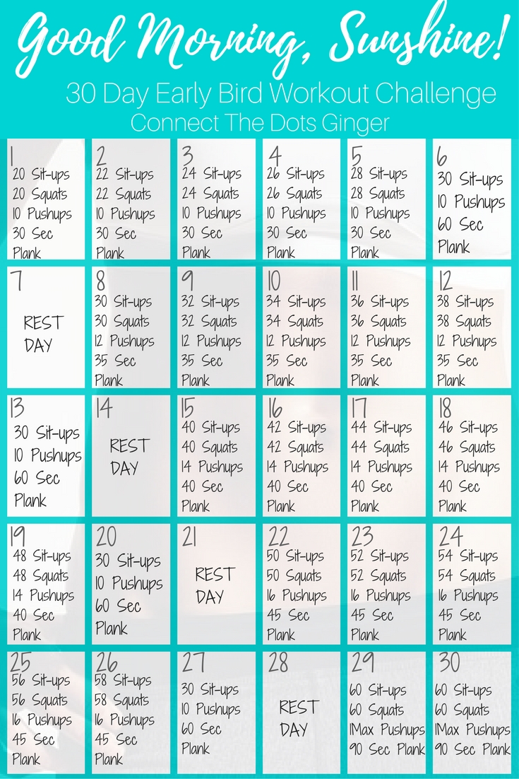 Beginner 30 Day Workout Challenge Printable