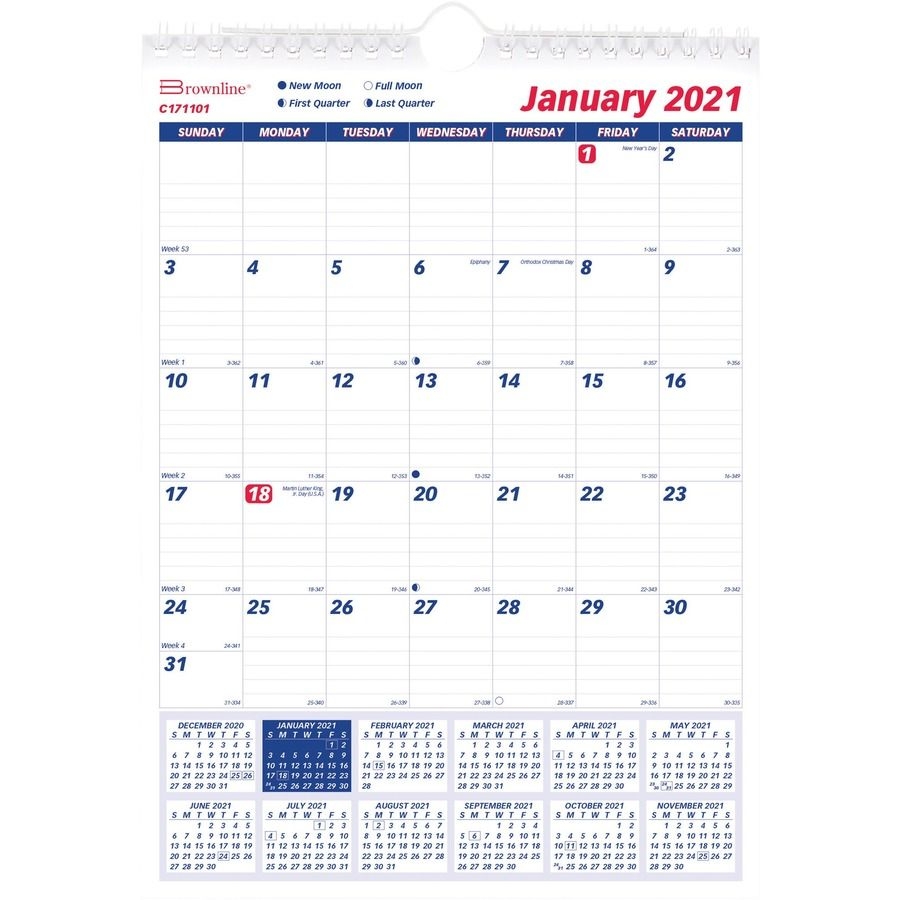 Rediform Ruled Block Monthly Wall Calendar - Yes - Monthly - 1 Year -  January 2020 Till December 2020 - 1 Month Single Page Layout - 8&quot; X 11&quot;  Sheet