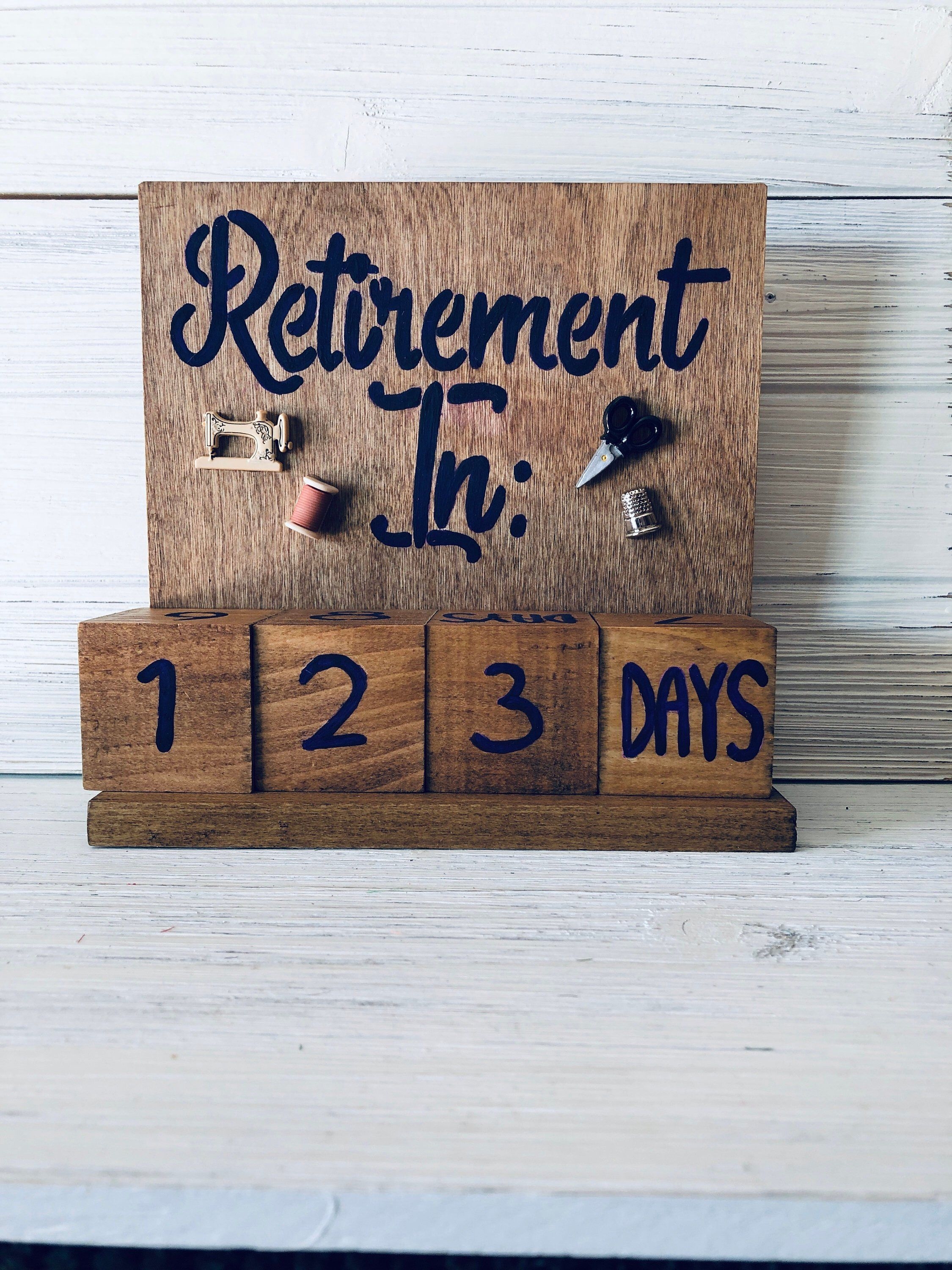 Retirement Countdown Calendar With Blocks - Sewing Theme