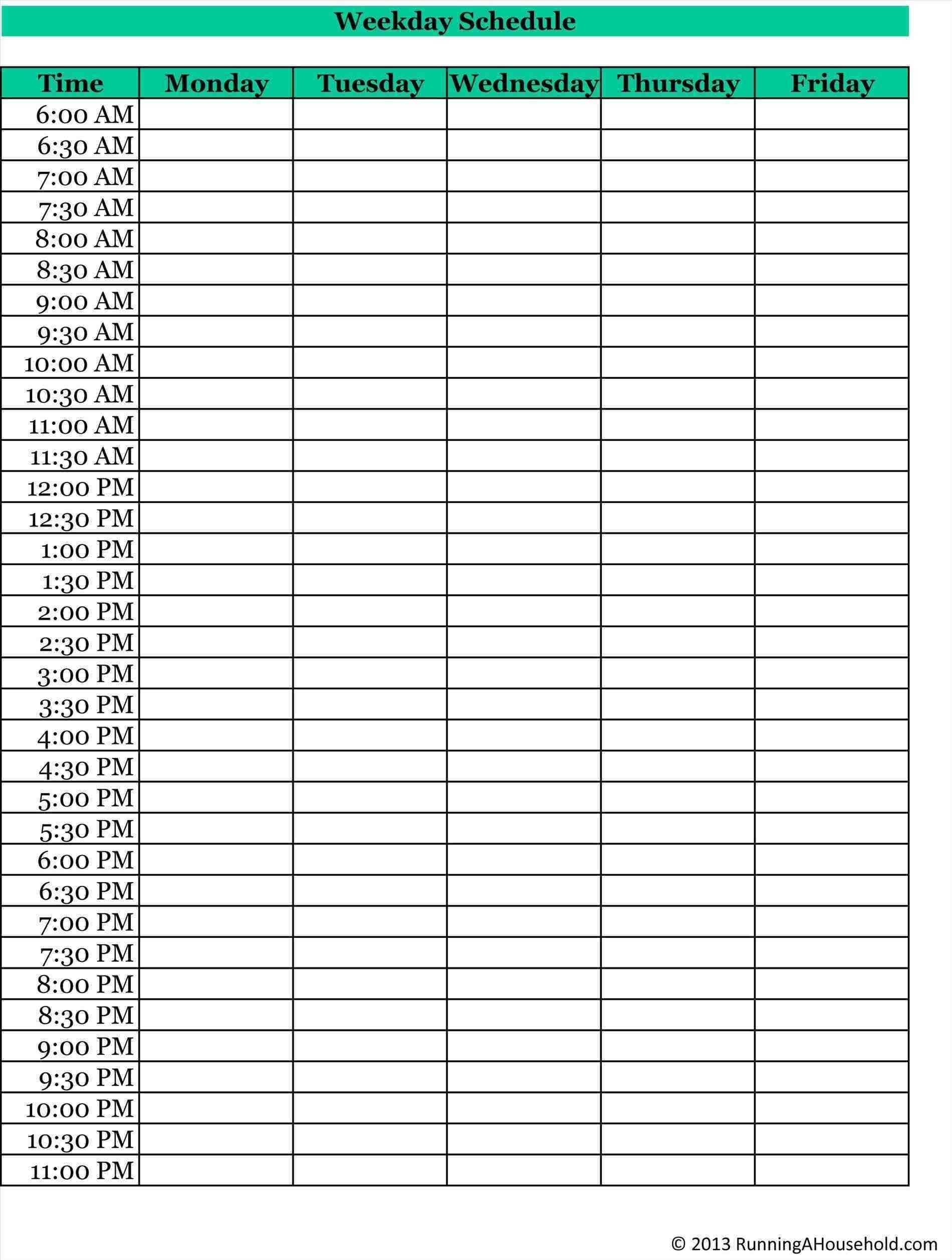 Scheduling Half Hour By Hour Day Planner - Calendar