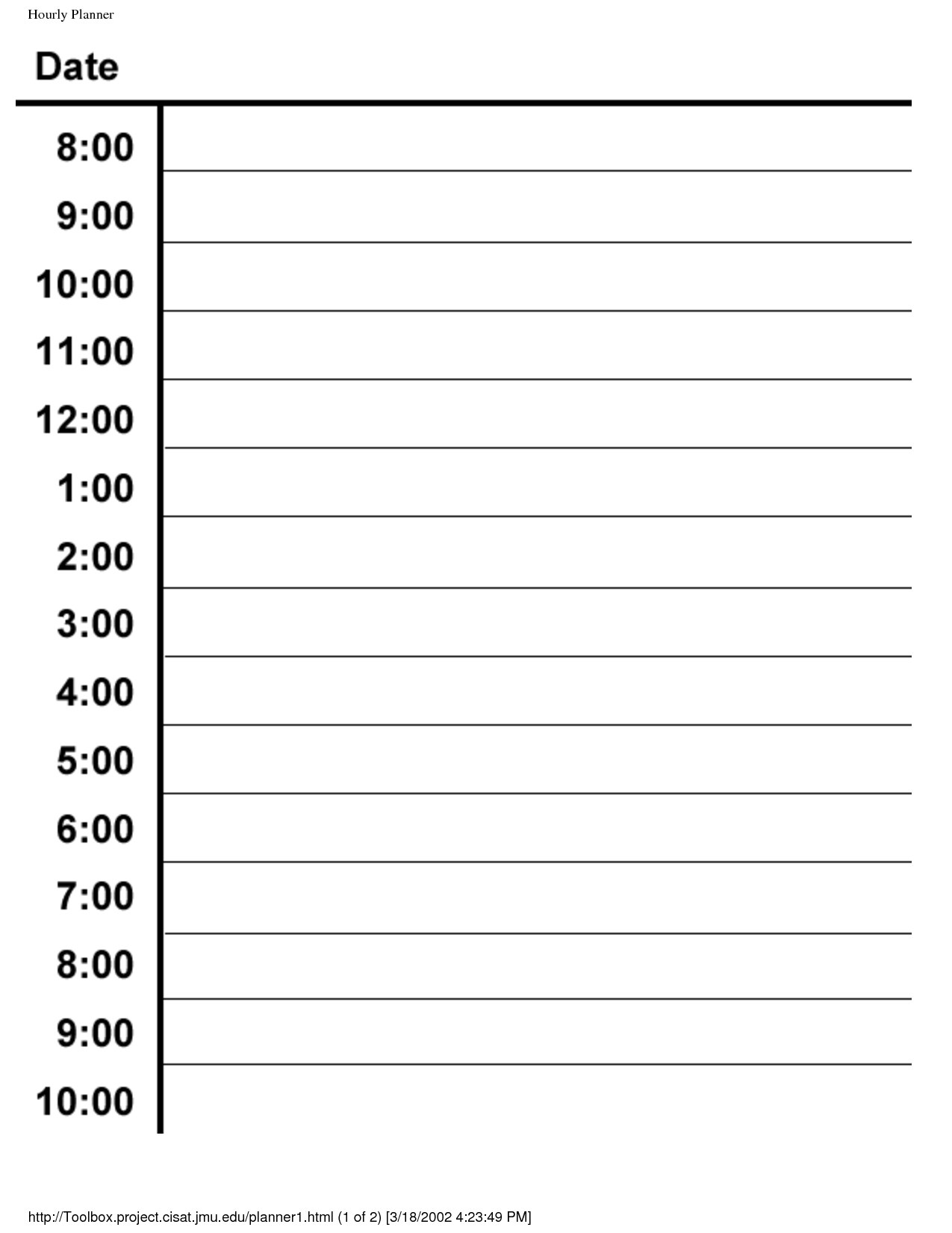 Scheduling Half Hour By Hour Day Planner - Calendar