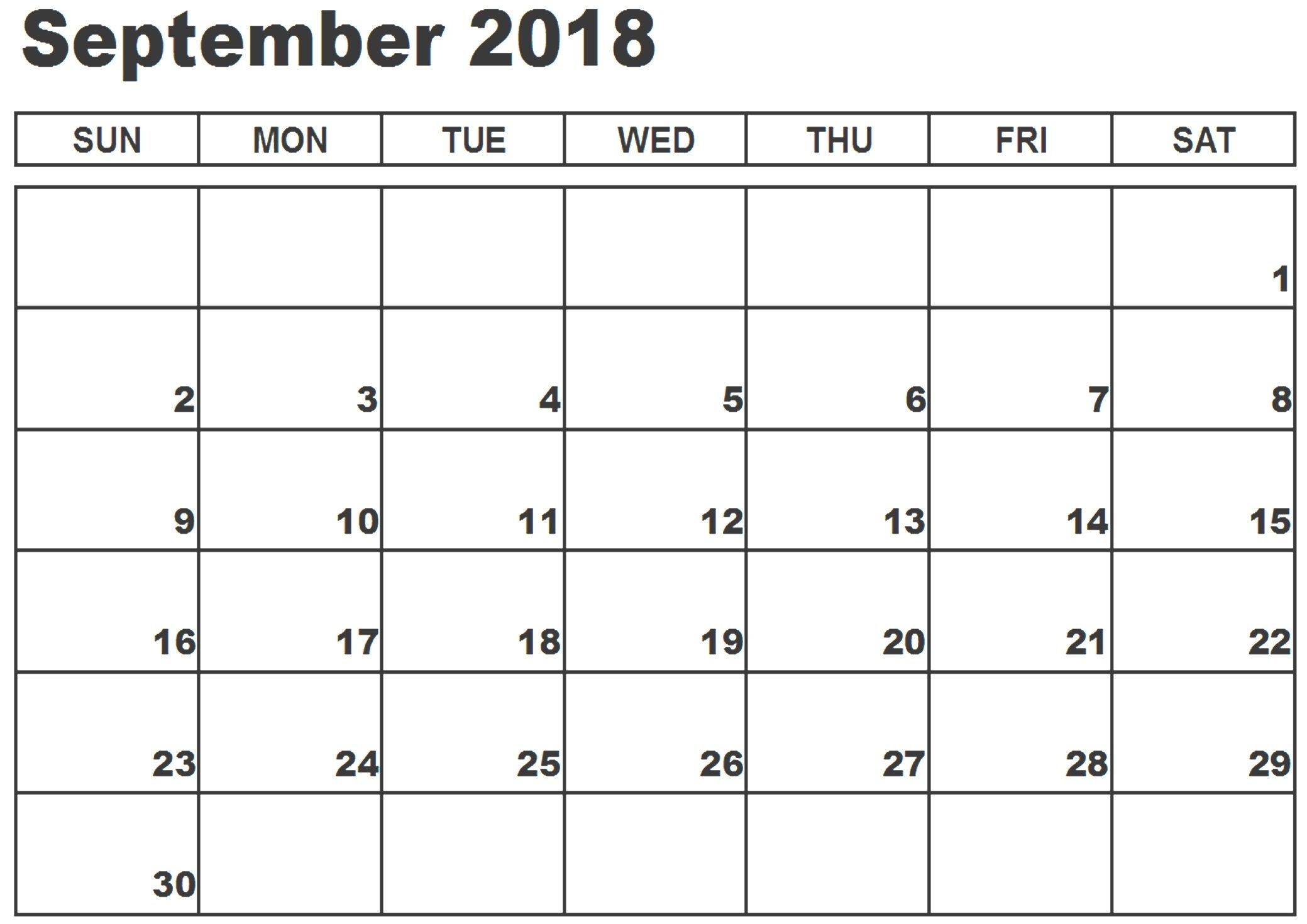September 2018 Calendar Excel | Calendar Printables, Free