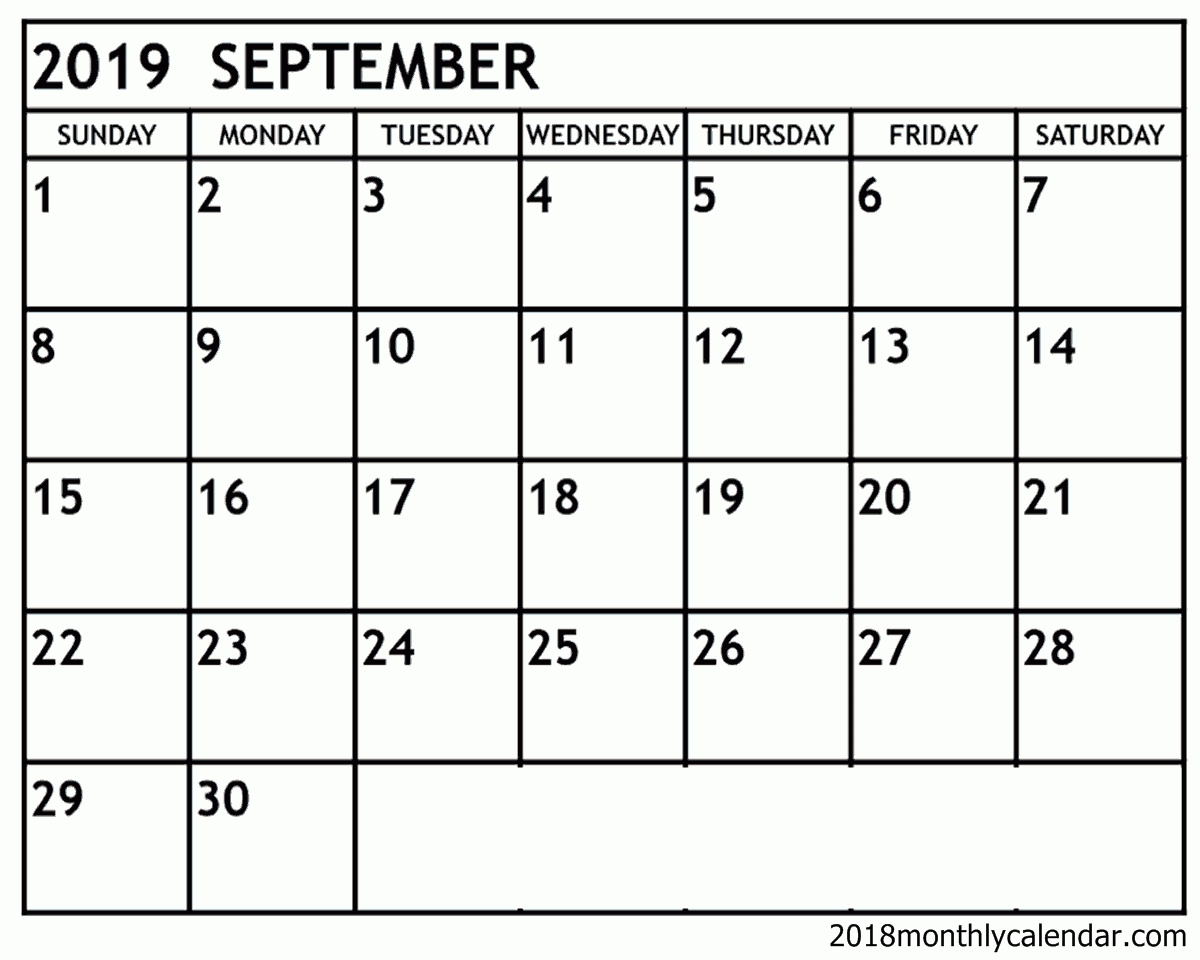 September 2019 Calendar Pdf Printable Templates (With Images