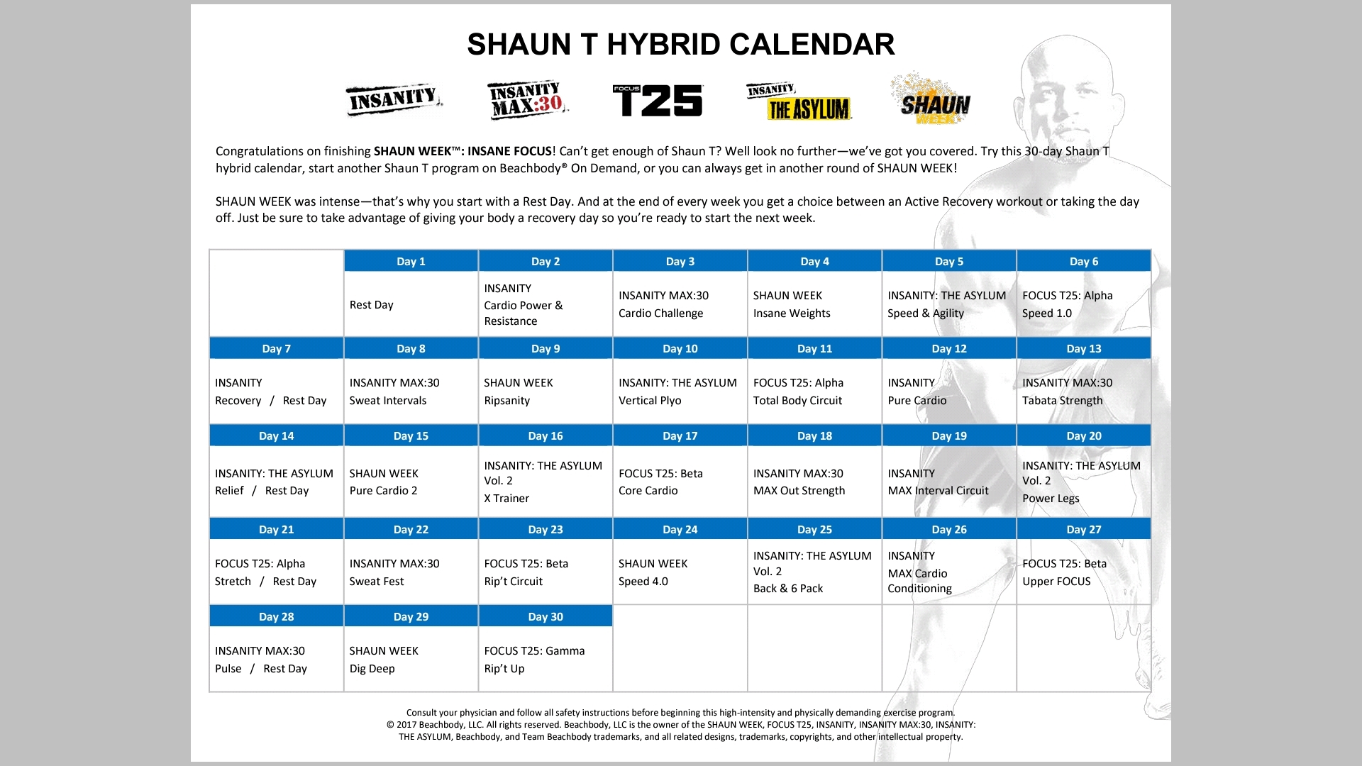 Shaun T Hip Hop Abs Schedule - Calendar Inspiration Design