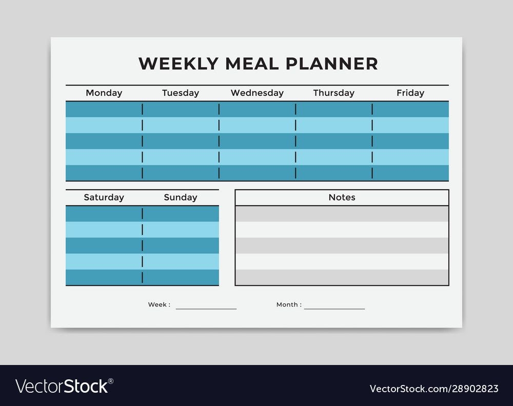 Simple Menu Meal Planner Weekly Grid Template