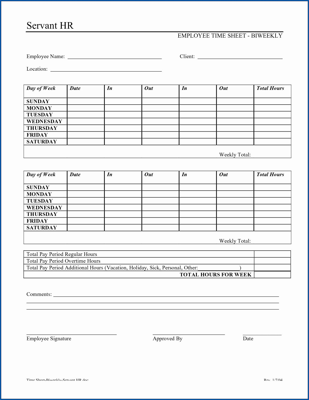 Spreadsheet Free Employee Time Tracking Off Timesheet