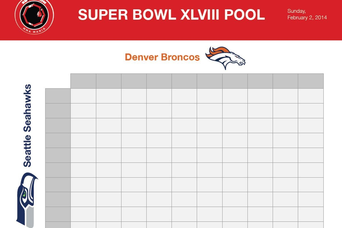 Super Bowl Squares Sheet 2014: Download Printable Broncos Vs