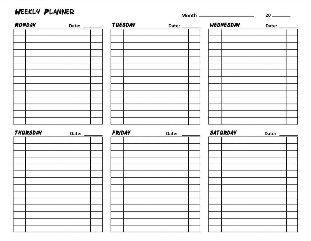 Task Planning Calendar Printable Blank Weekly Planner And