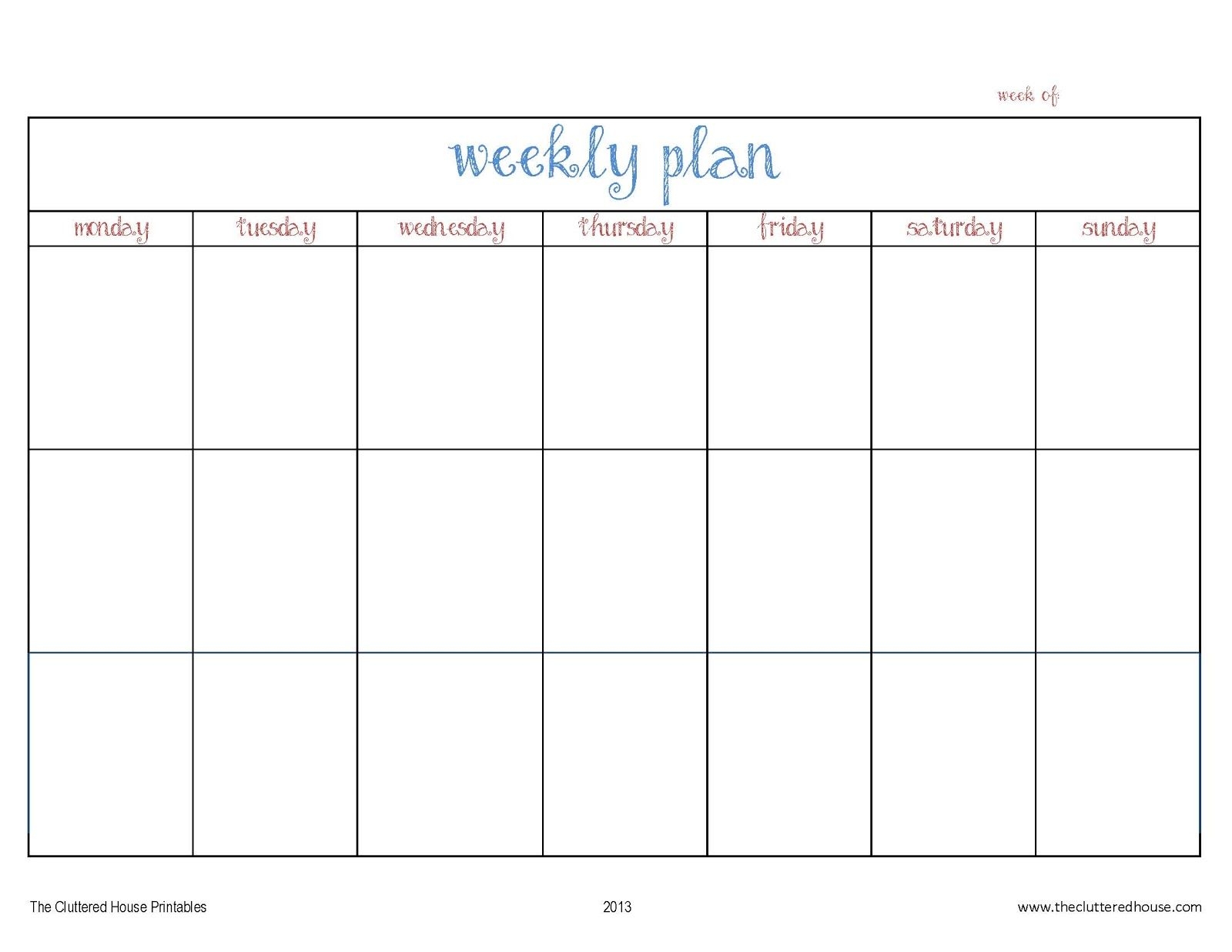 The Cluttered House: Weekly Planner Printable