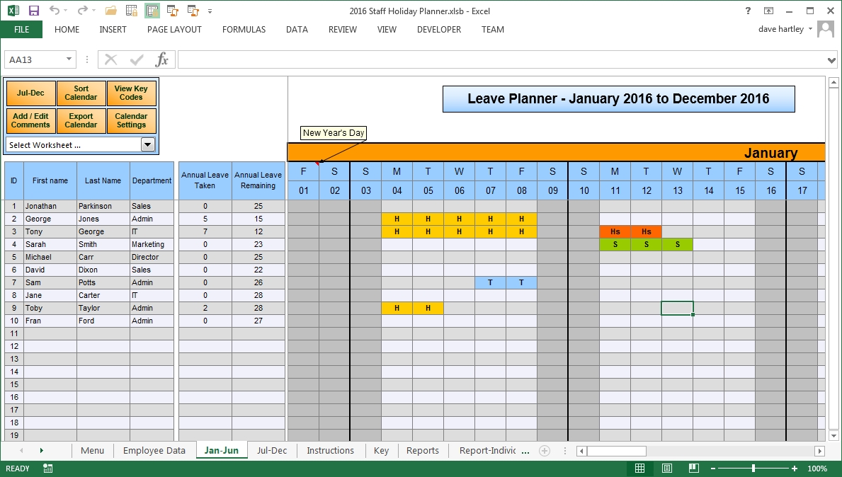The Staff Leave Calendar A Simple Excel Planner To Manage