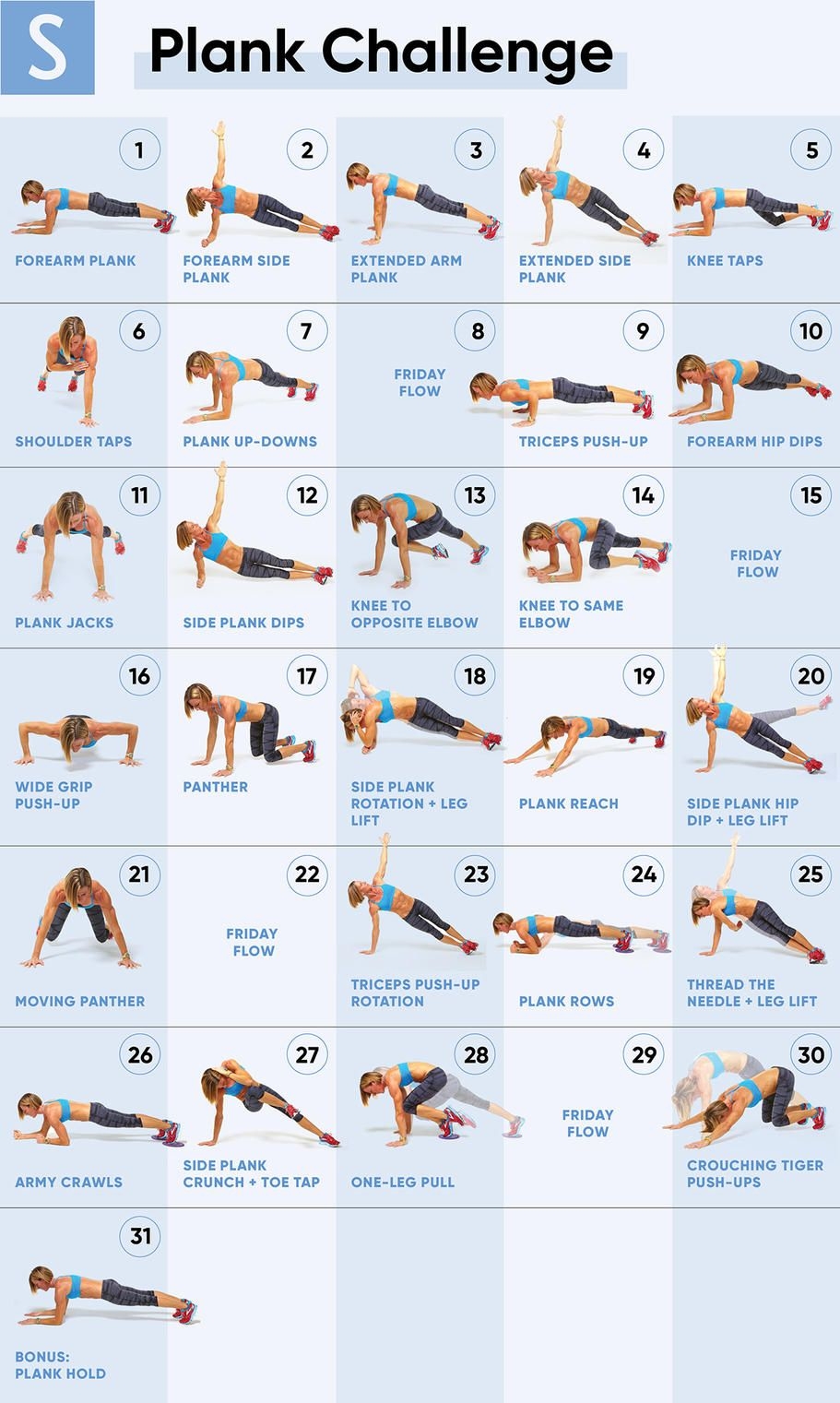 How to Plank Challenge 30 Day Chart | Get Your Calendar Printable