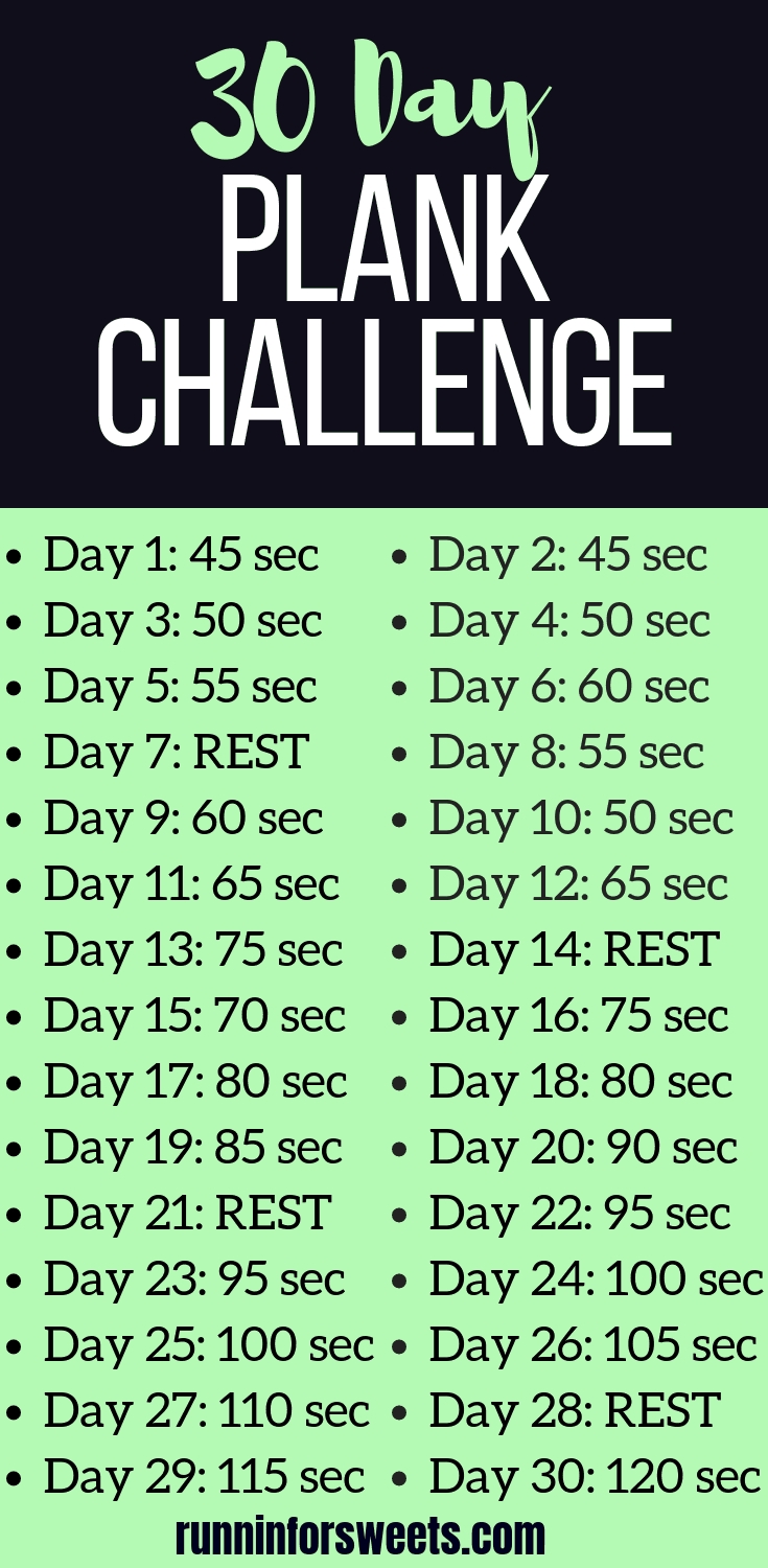 30 Day Plank Challenge Free Printable