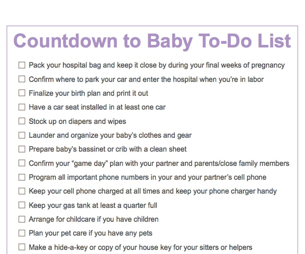 Third Trimester To-Do List | Countdown To Baby Printable