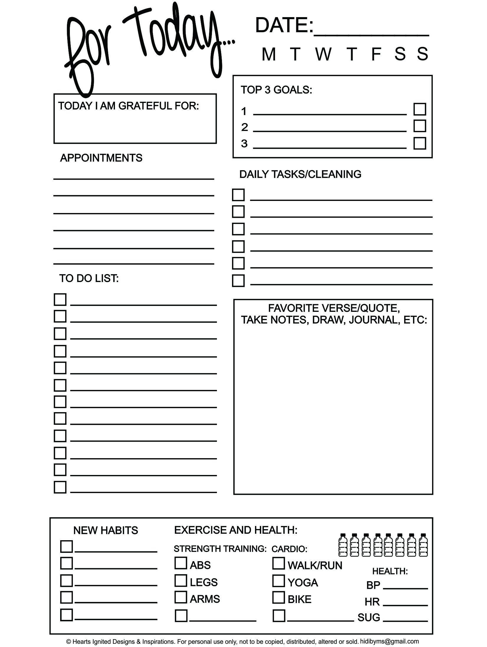 Universal Daily Planner Printable Editable Free 8.5 X 5.5 Get Your