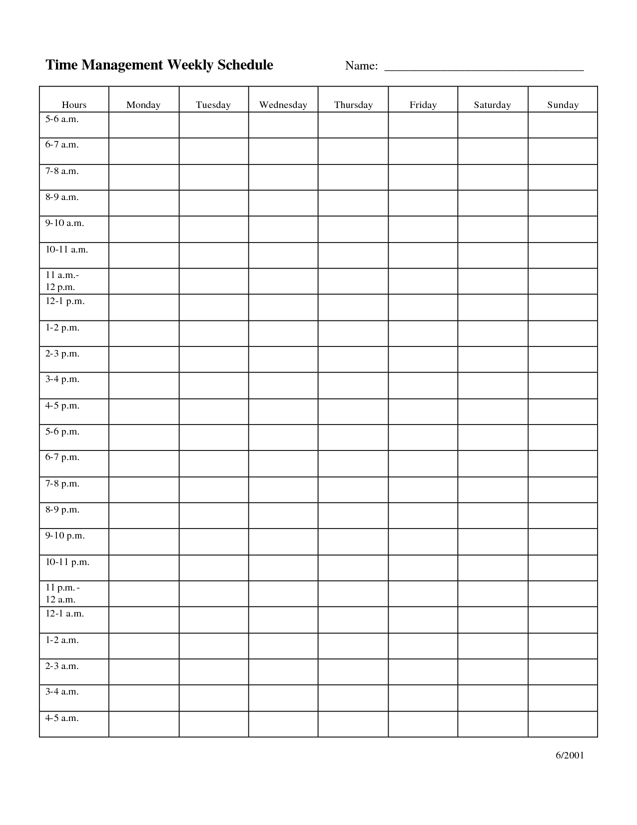 Time Management Weekly Schedule Template … | Daily Schedule