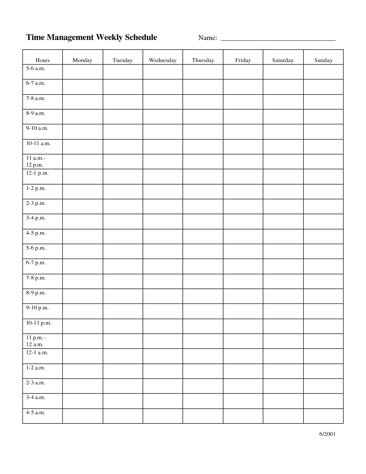 Perfect Printable Graph Of Daily Time Slots