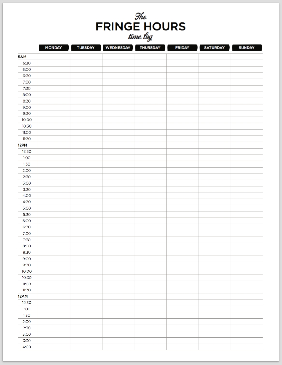 Time Tracker | Time Management Printable, Time Planner