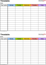 Timetable Templates For Microsoft Word - Free And Printable