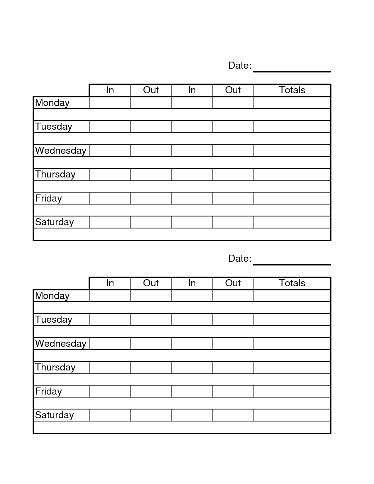 Universal 2 Week Time Sheet Printable - Get Your Calendar Printable