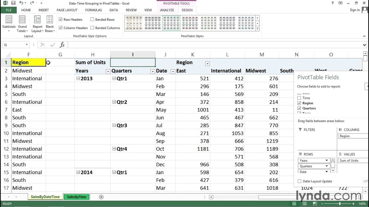 Using Date And Time As Metrics In A Pivottable | Excel Tips | Lynda