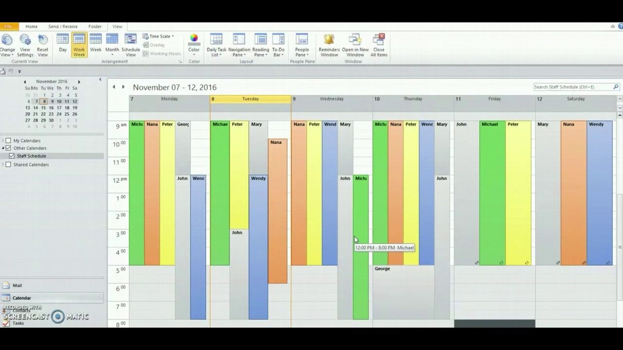 Using Outlook To Create Staff Schedules
