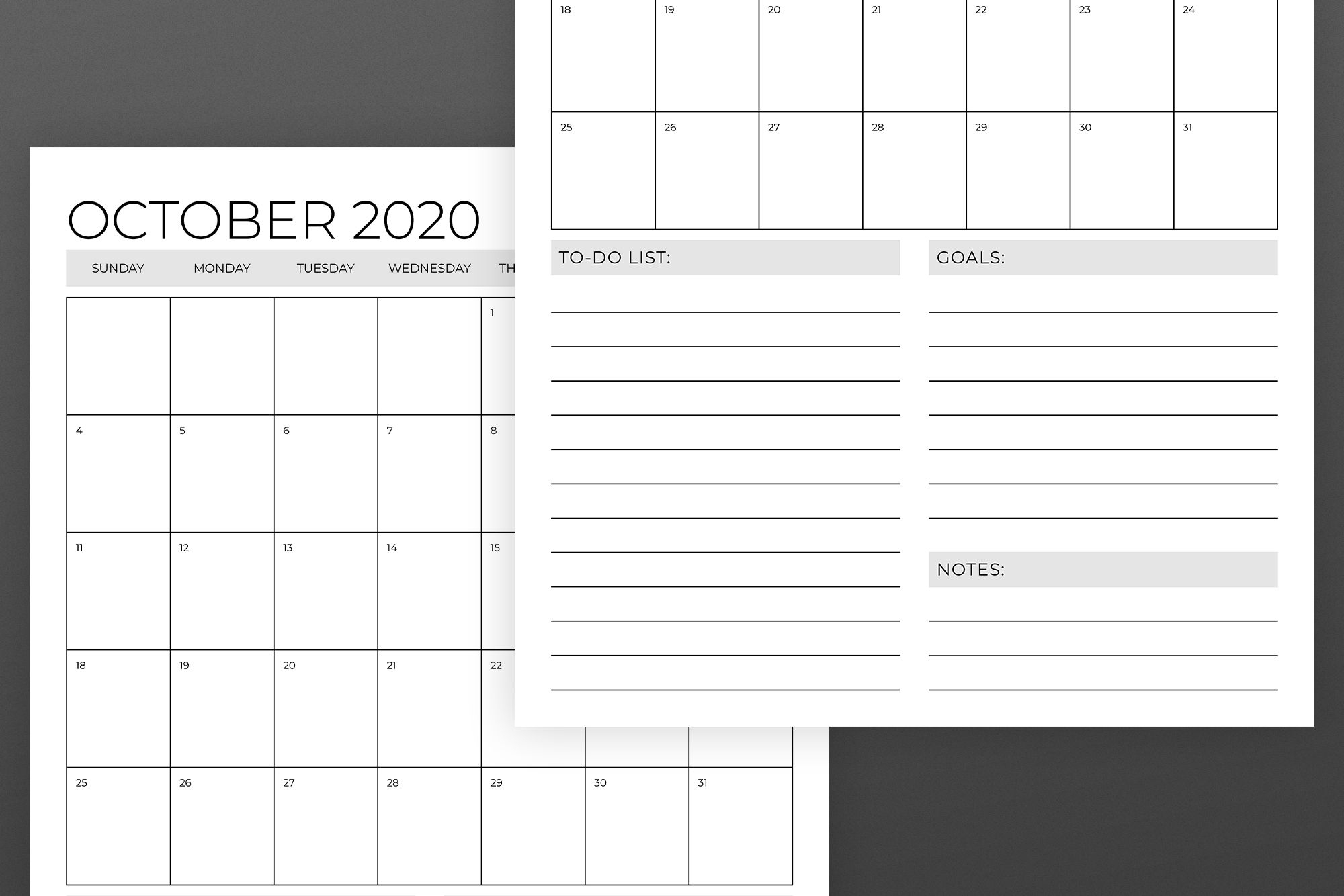 Vertical 11 X 17 Inch 2020 Calendar Template