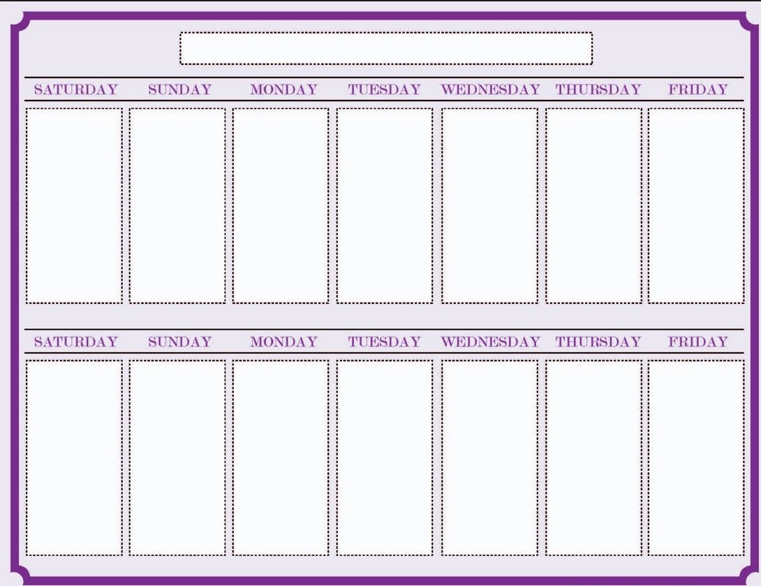 Weekly Blank Calendar Template | Blank Calendar Template