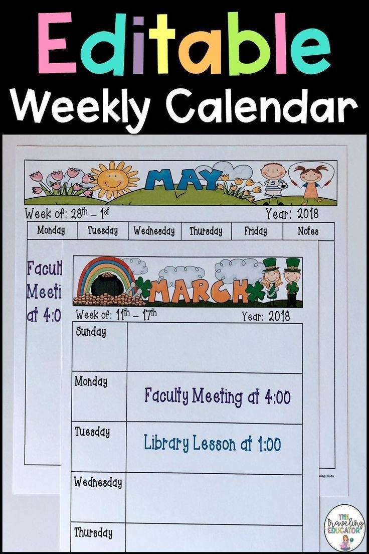 Weekly Calendar Template (Editable) | Student Calendar