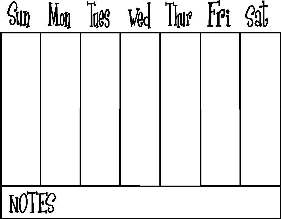 Weekly Calendar Vinyl Decal For Dry Erase Board Or Frame 16