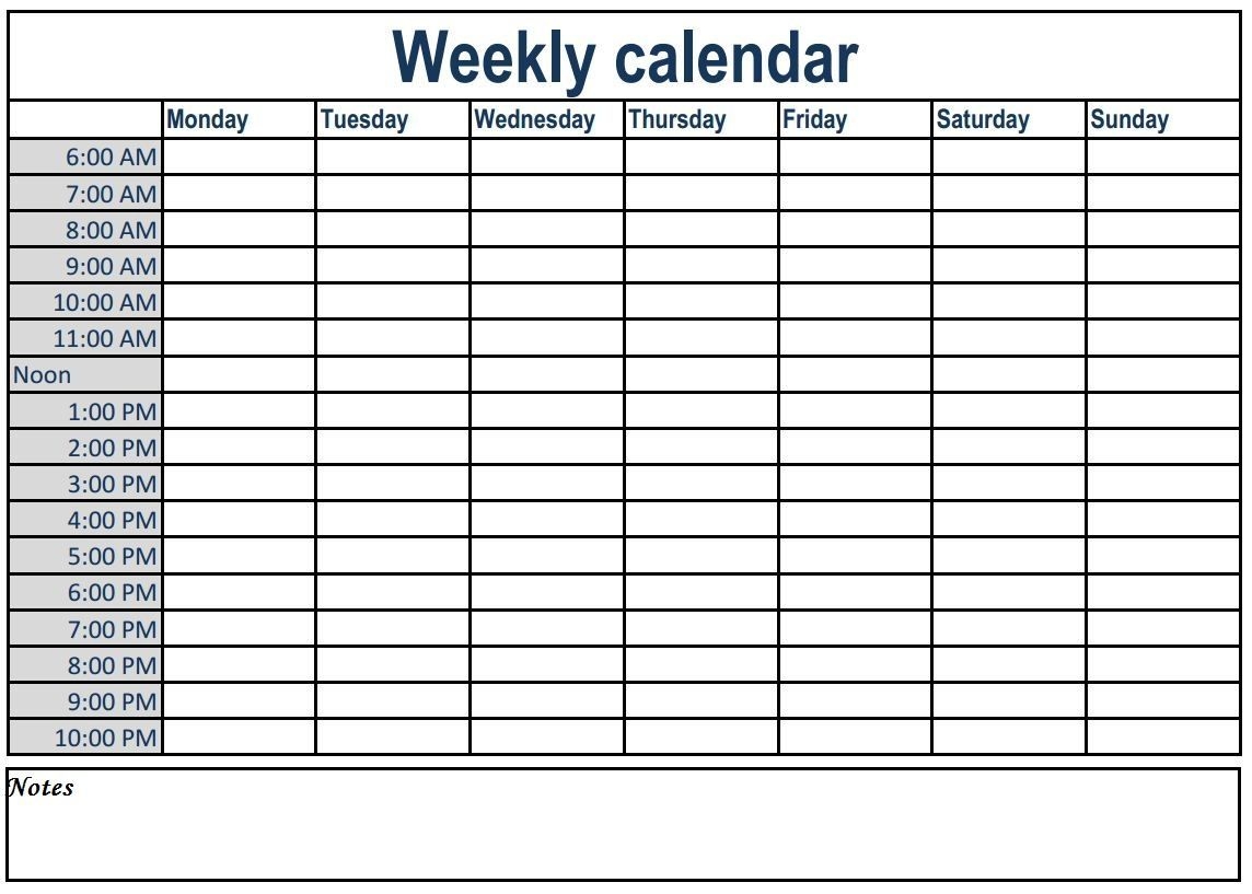 Weekly Calendar With Time Slots #weeklyplanner #calendars