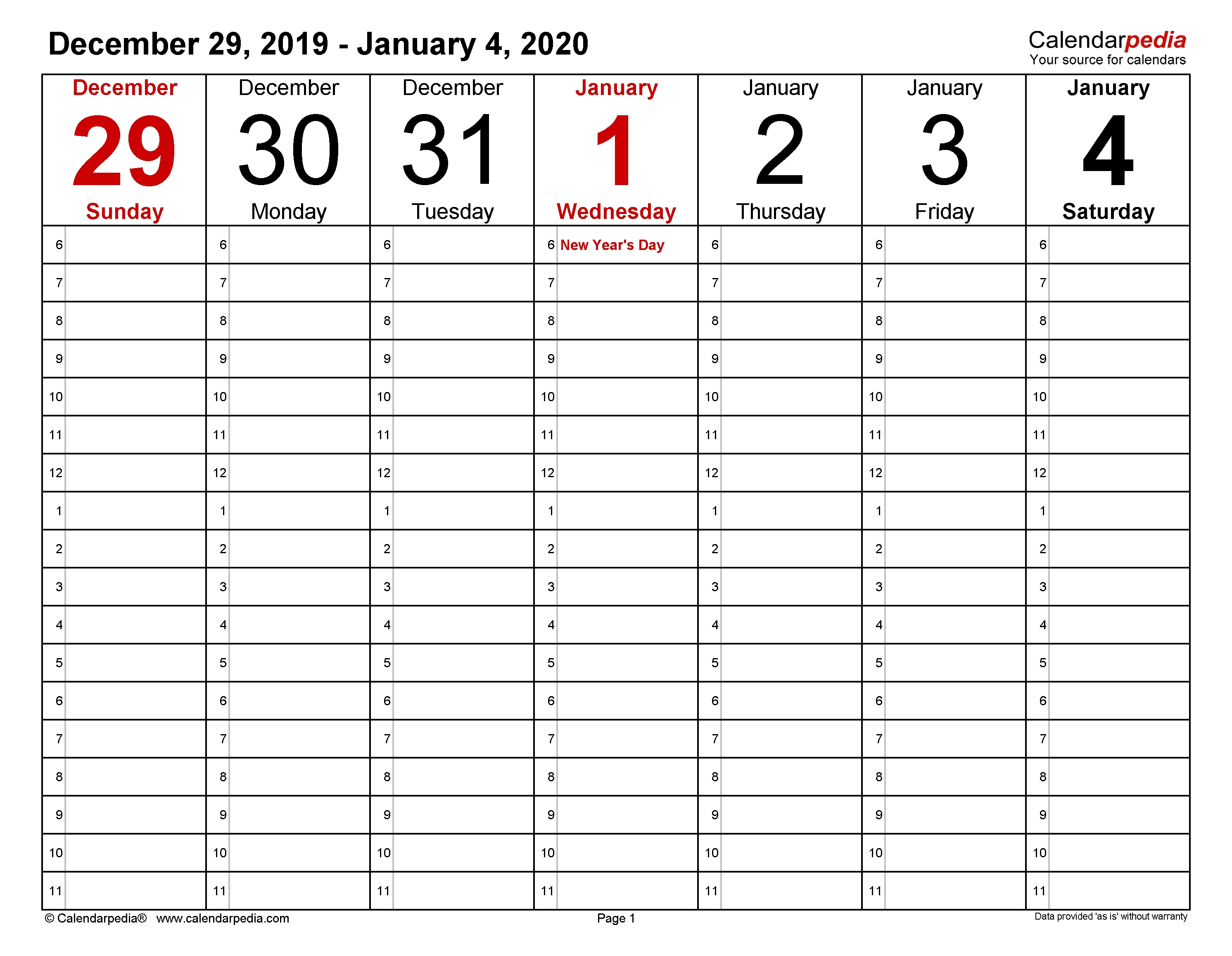 Weekly Calendars 2020 For Excel - 12 Free Printable Templates