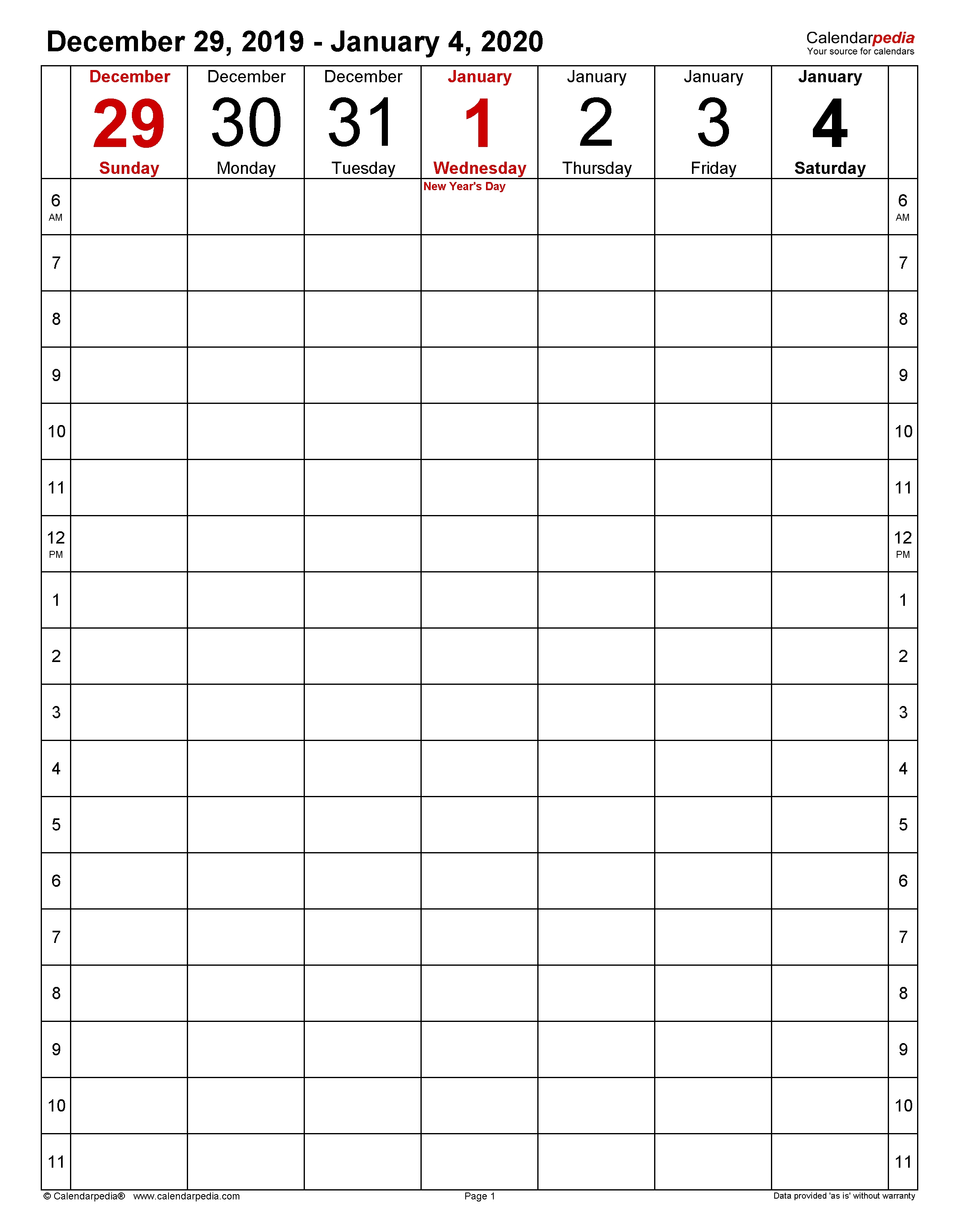 Weekly Calendars 2020 For Pdf - 12 Free Printable Templates