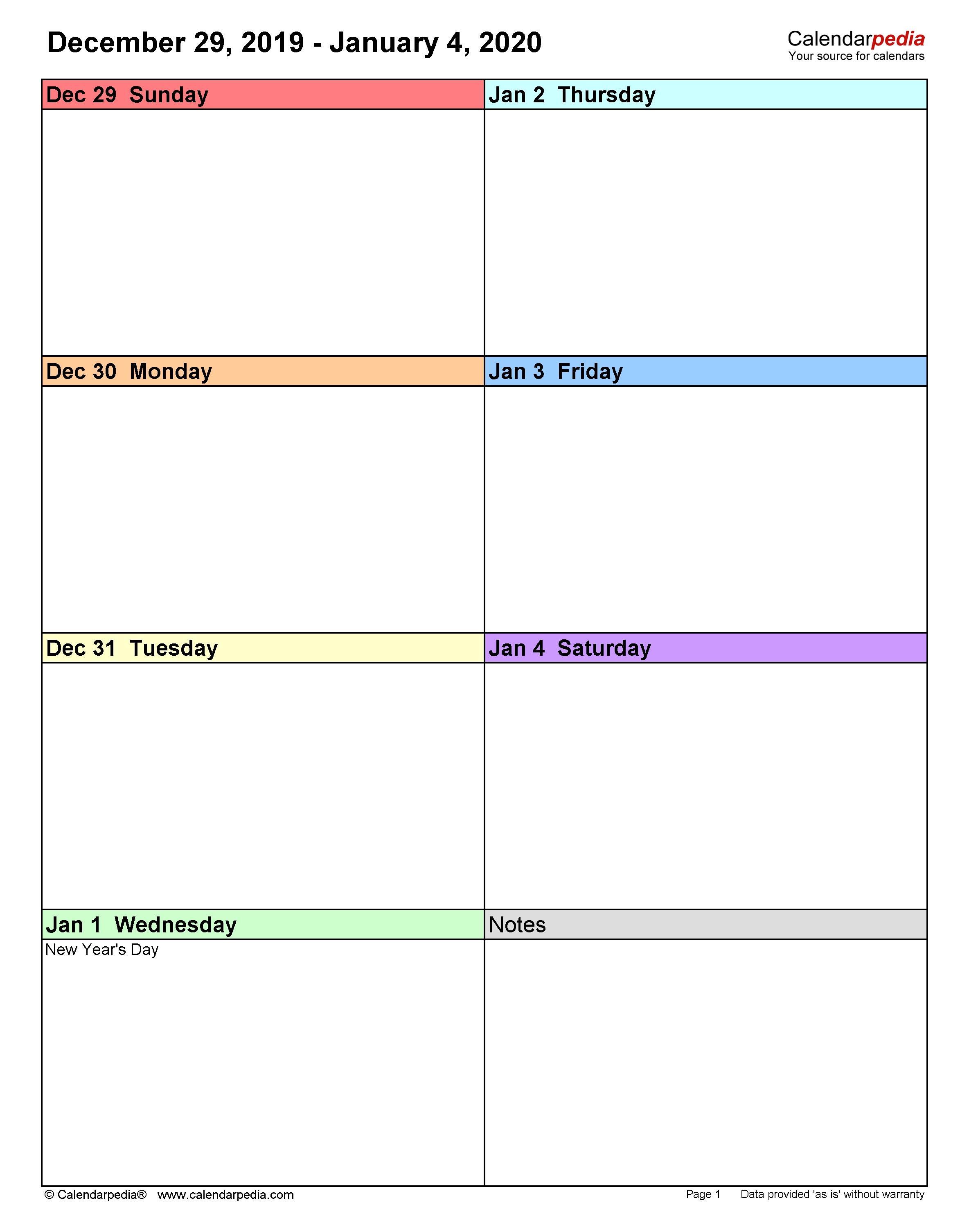 Weekly Calendars 2020 For Word - 12 Free Printable Templates