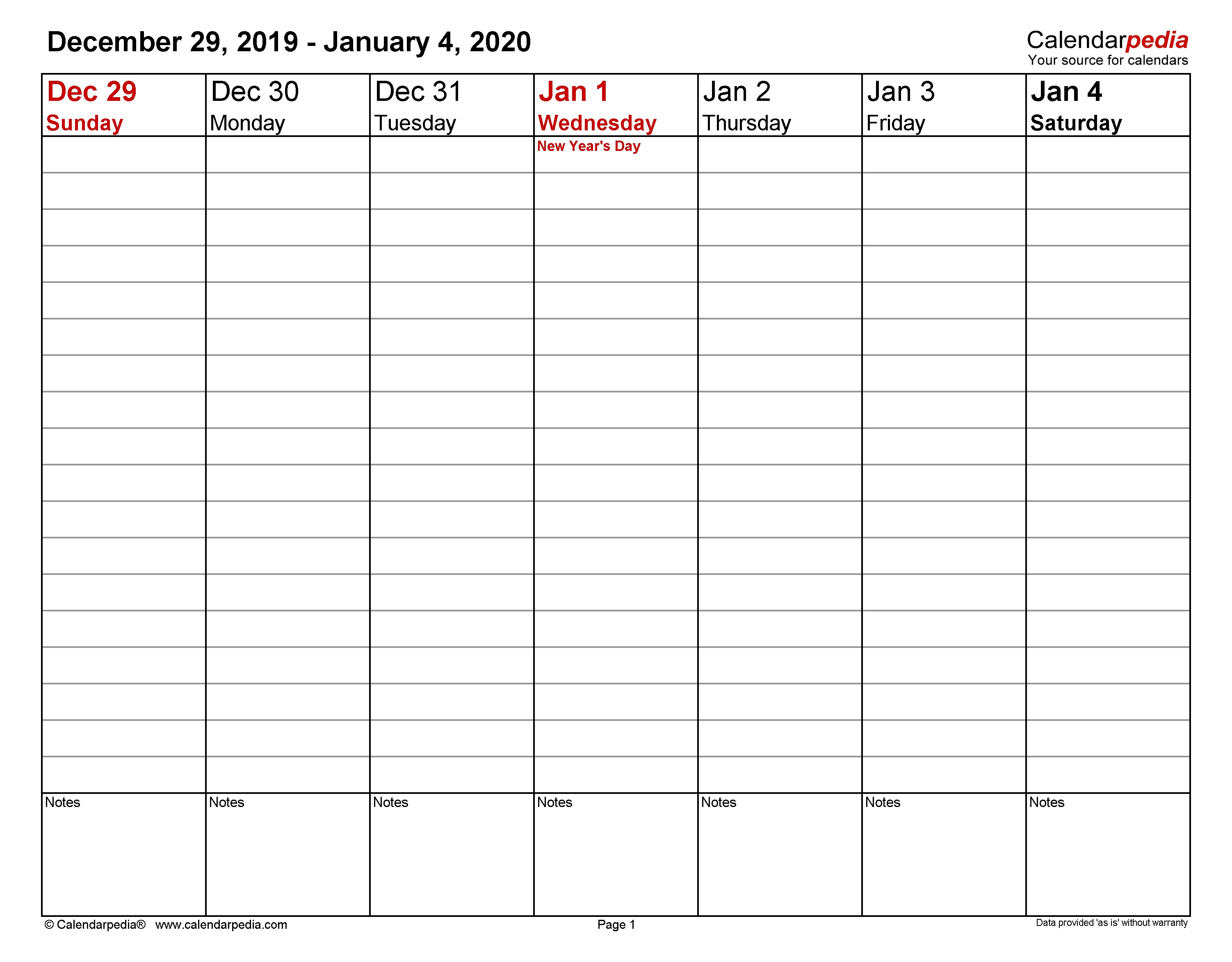 Weekly Calendars 2020 For Word - 12 Free Printable Templates