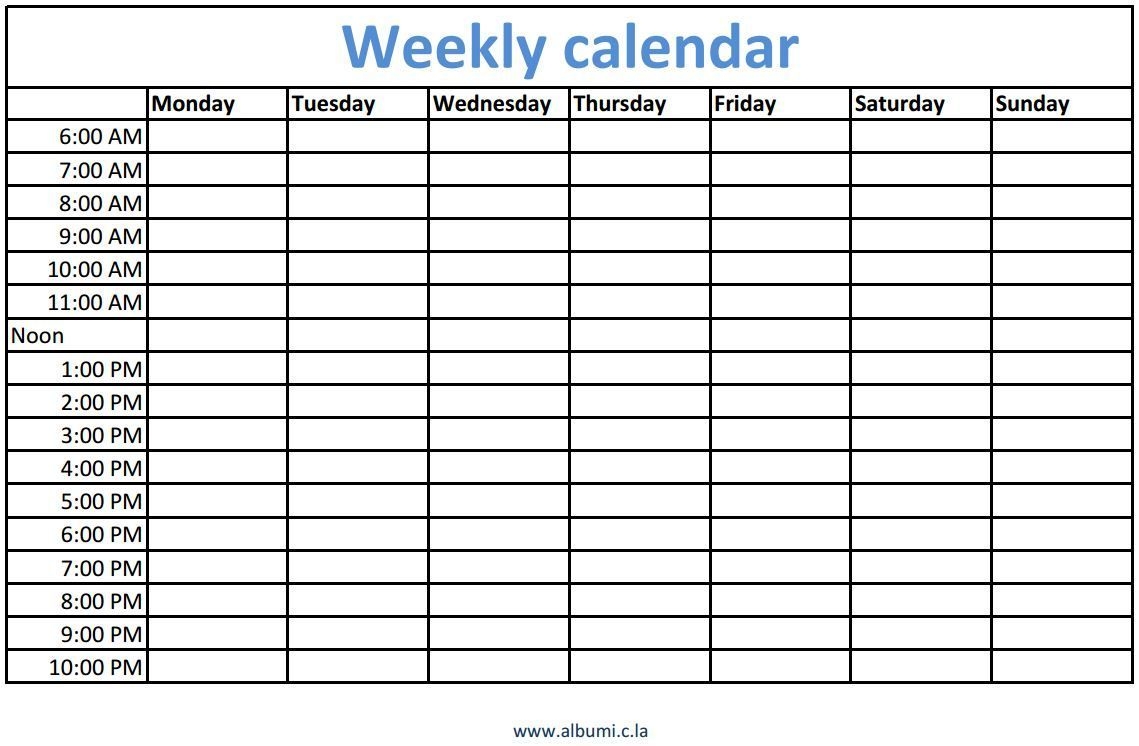 Weekly Calendars With Times Printable (With Images) | Blank