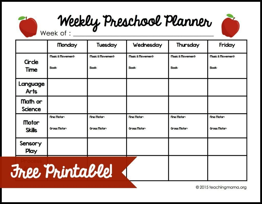 Weekly Preschool Planner (With Images) | Preschool Planner