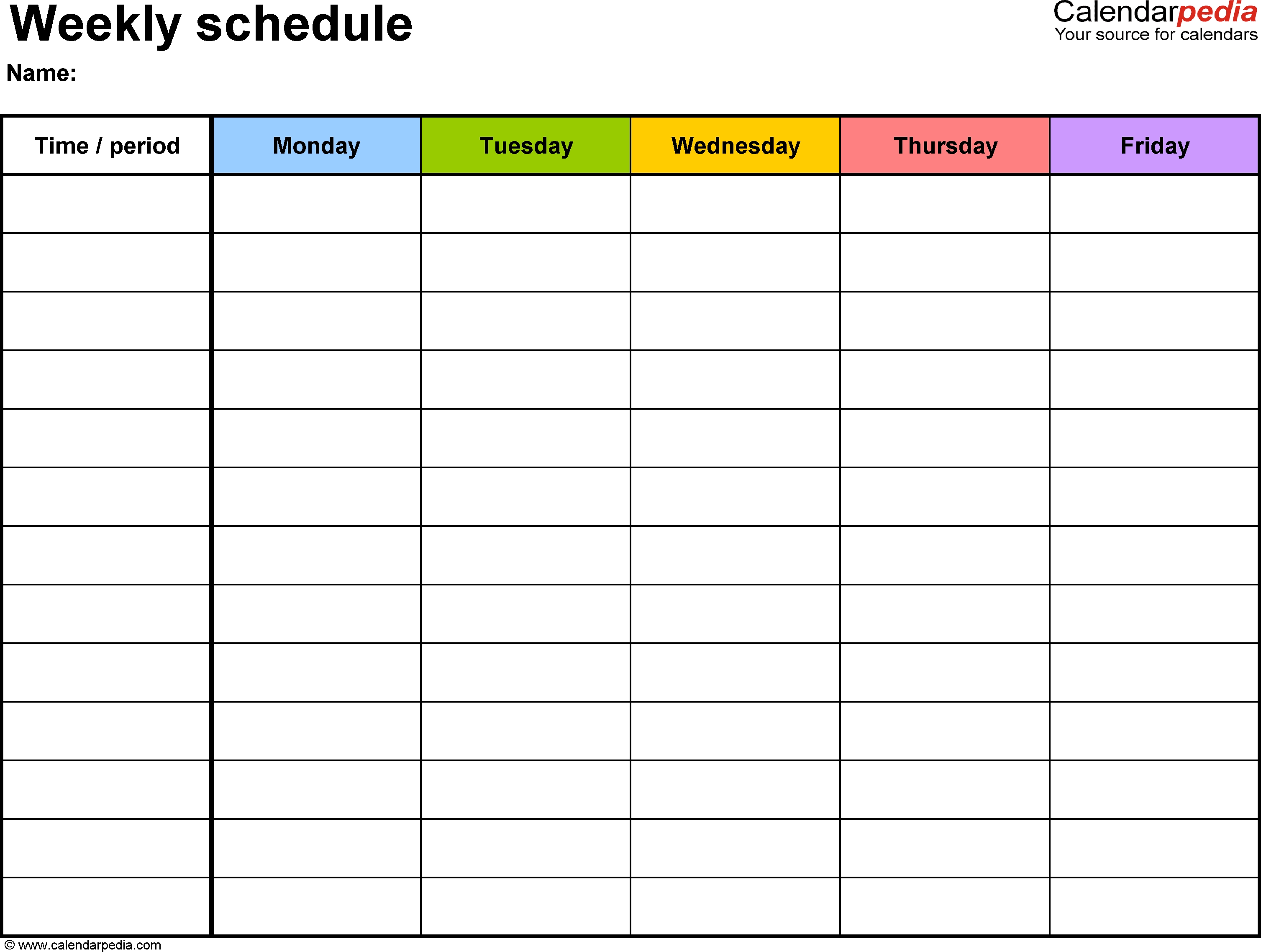 Weekly Schedule Template For Word Version 1: Landscape, 1