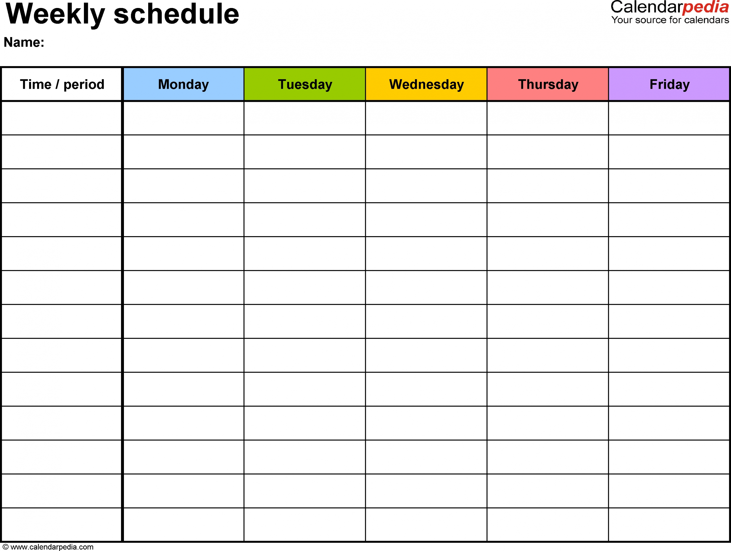 Weekly Schedule Template For Word Version 1: Landscape, 1