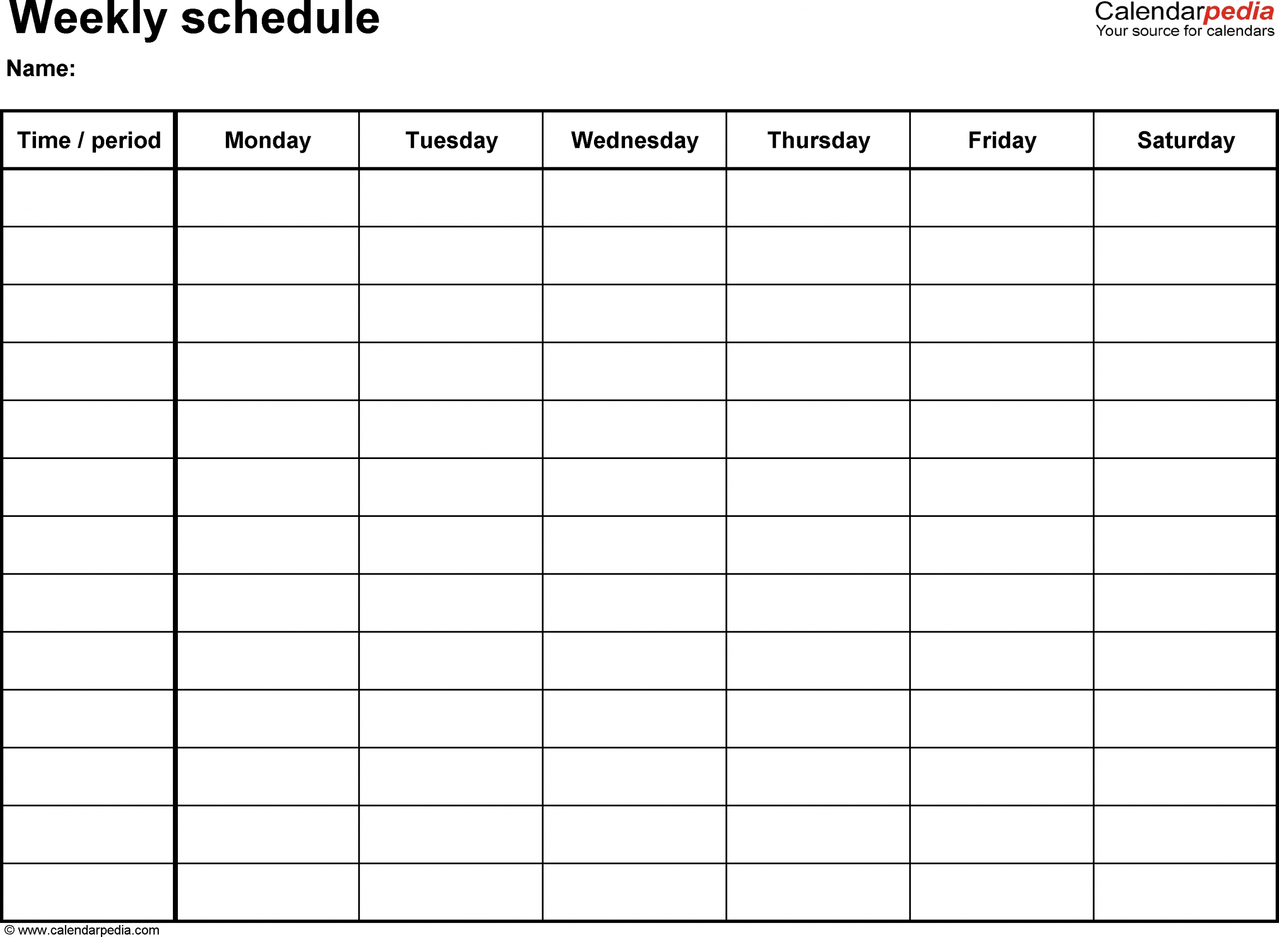 Weekly Schedule Template For Word Version 8: Landscape, 1