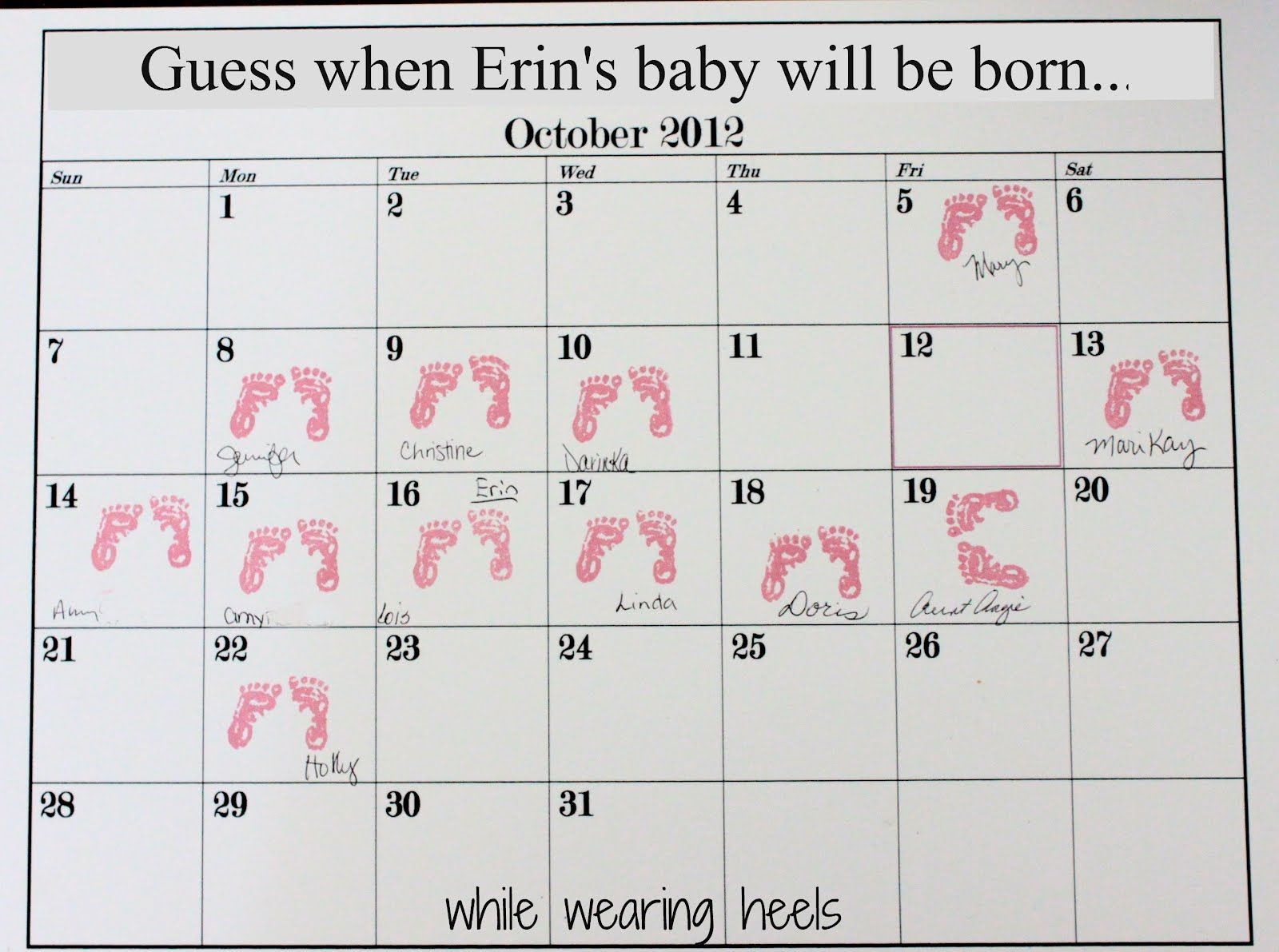 While Wearing Heels: Baby Shower Calendar