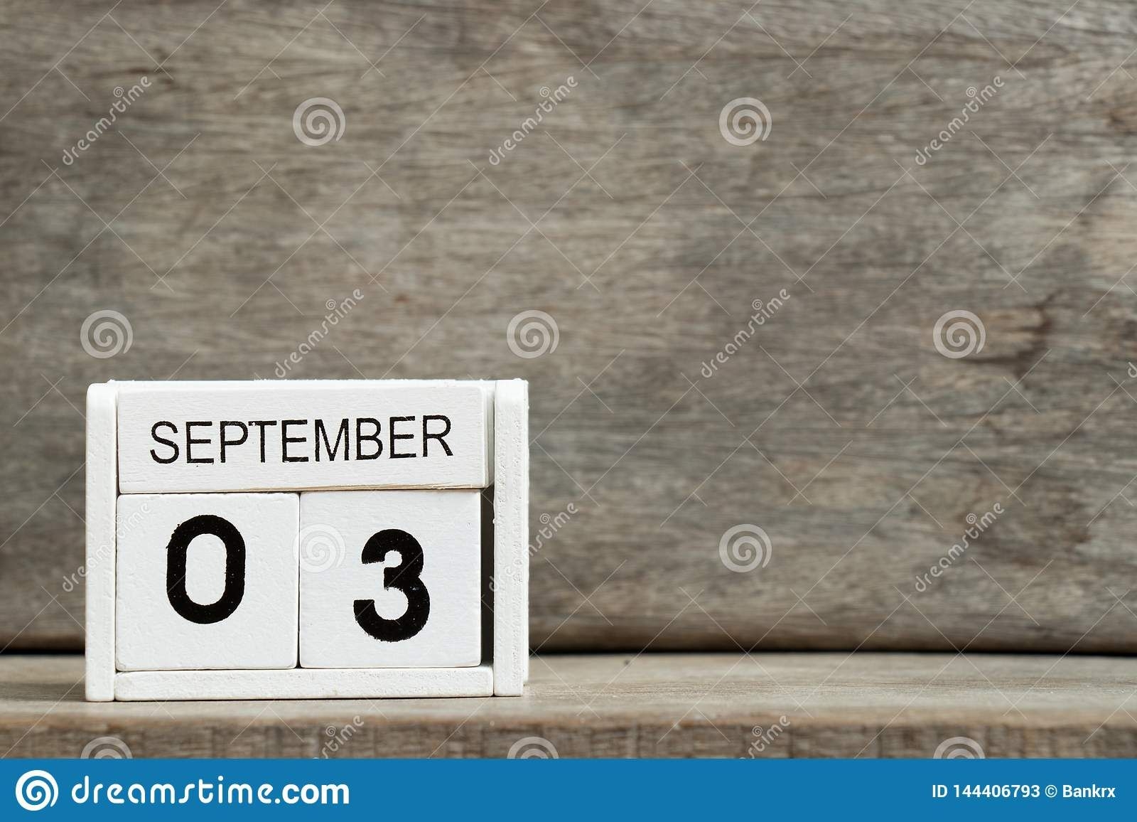 White Block Calendar Present Date 3 And Month September On