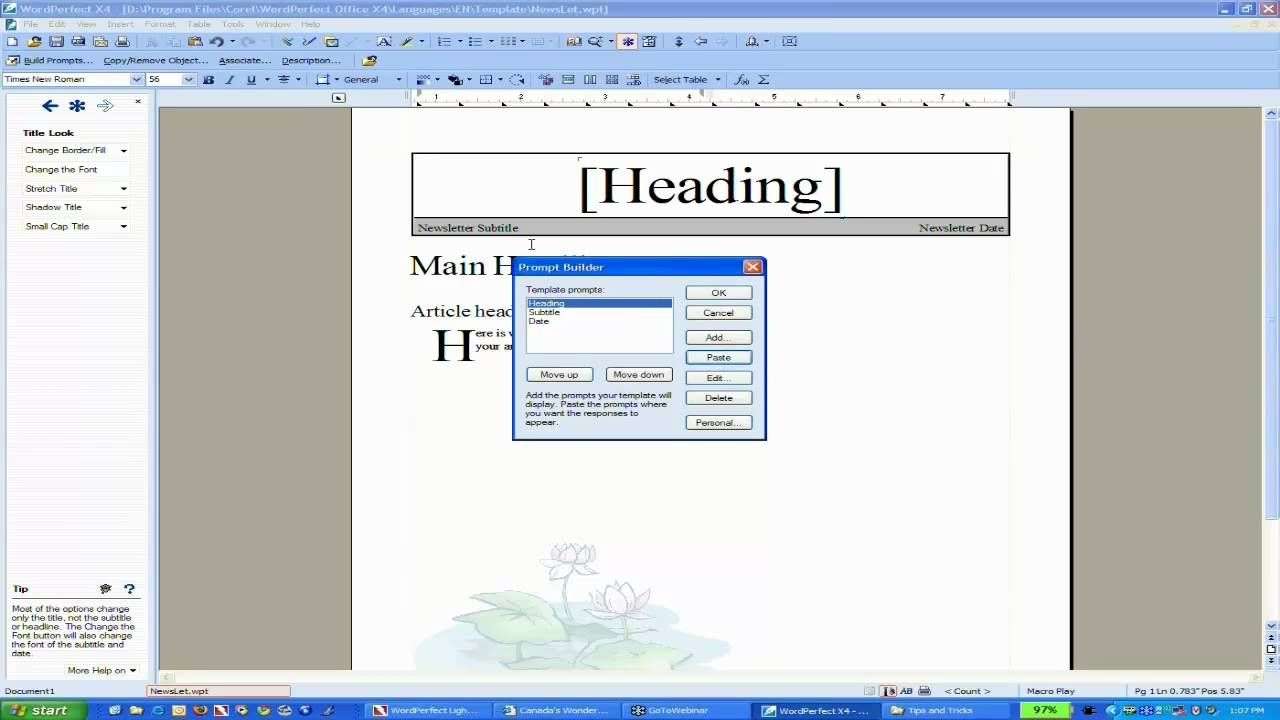 Working With Wordperfect Templates