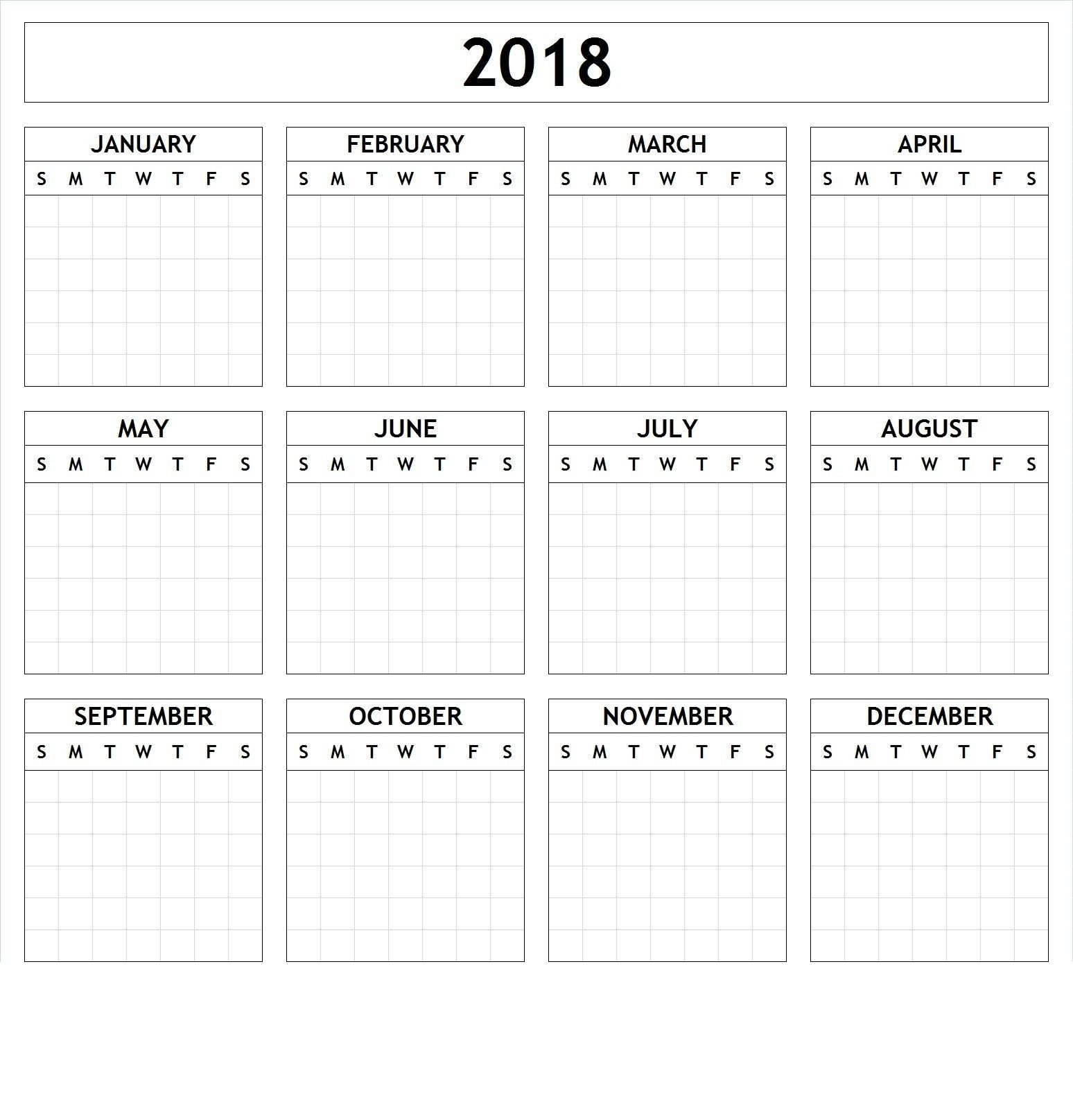 Yearly Calendar Template Large Print (With Images) | Yearly