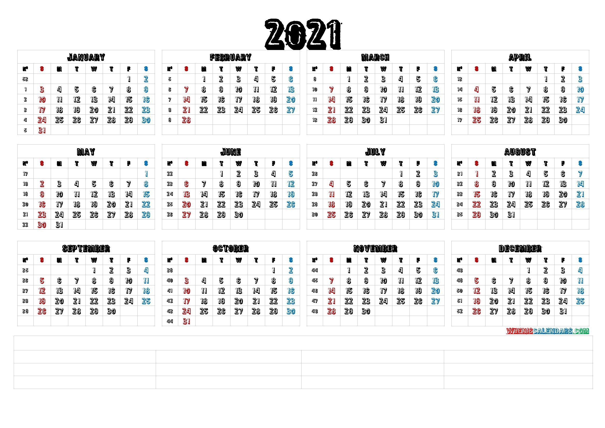 Perfect Free Printable Editable 12 Month Calendar 2021 | Get Your Calendar Printable